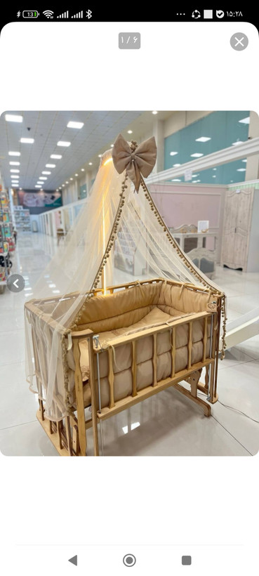گهواره و تخت کنار مادر چوبی مدل فرشته